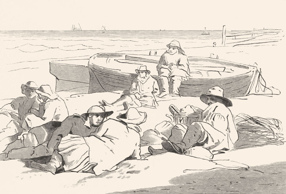 SUSSEX. Beach, Hastings-Landseer c1880 old antique vintage print picture
